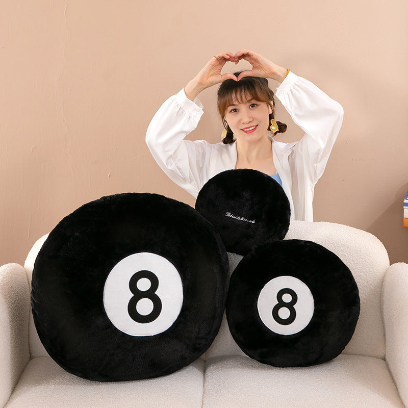 Billiards Black Eight Plush Pillow Toy