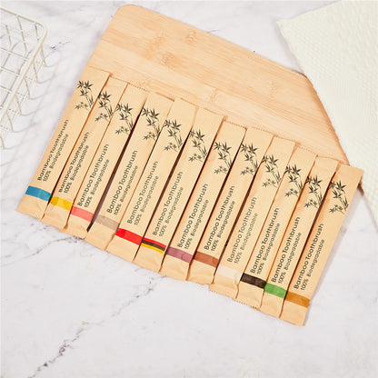 Biodegradable disposable bamboo toothbrush