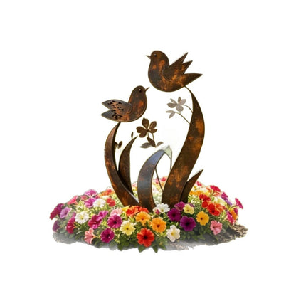 Bird Wildflower Metal Garden Stake