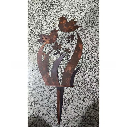 Bird Wildflower Metal Garden Stake