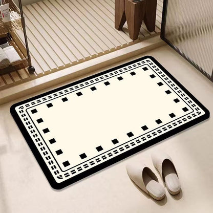 Black and White Diatom Mud Quick-Dry Non-Slip Floor Mat