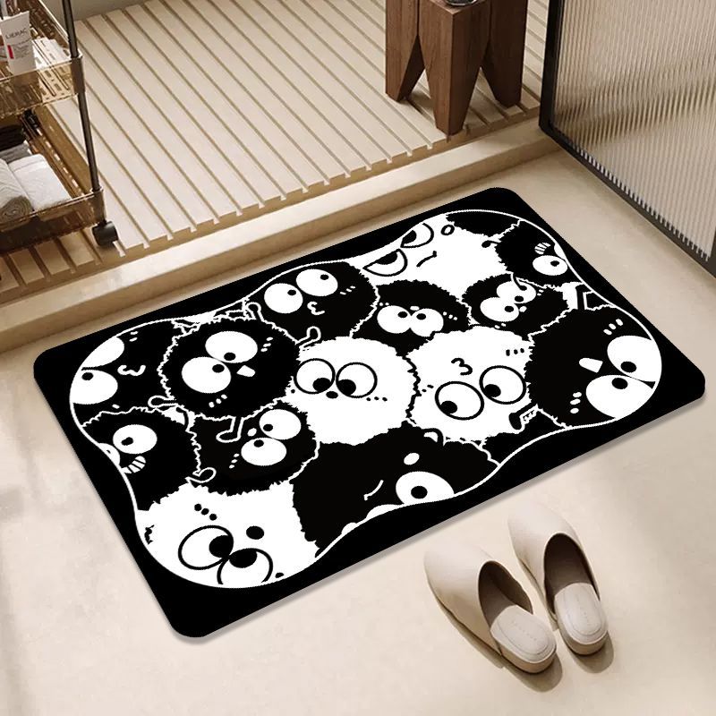 Black and White Diatom Mud Quick-Dry Non-Slip Floor Mat