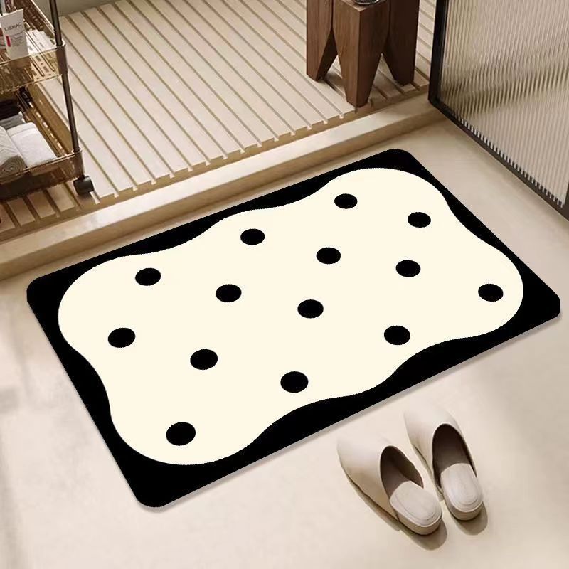 Black and White Diatom Mud Quick-Dry Non-Slip Floor Mat