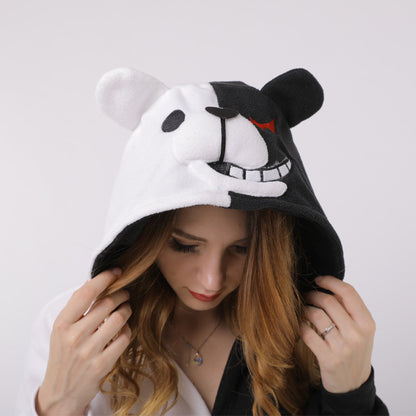 Black and white fleece onesie pajamas