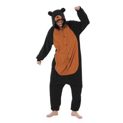 Black and white fleece onesie pajamas