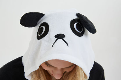 Black and white fleece onesie pajamas