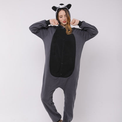Black and white fleece onesie pajamas