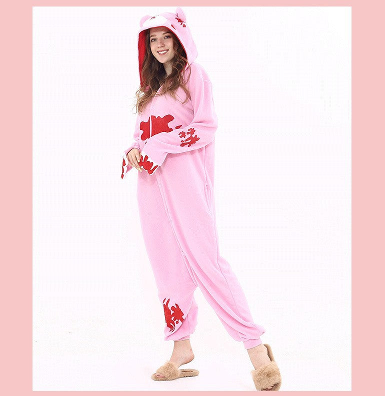 Black and white fleece onesie pajamas