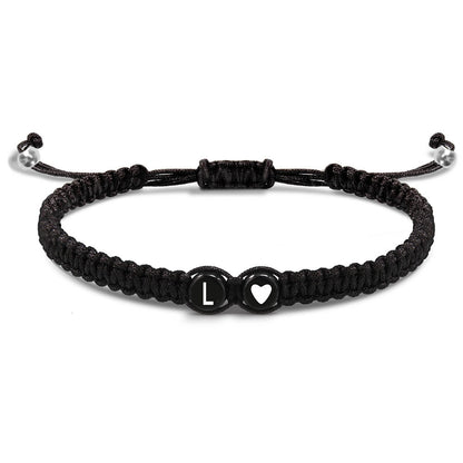 Black and white heart 26-letter woven bracelet