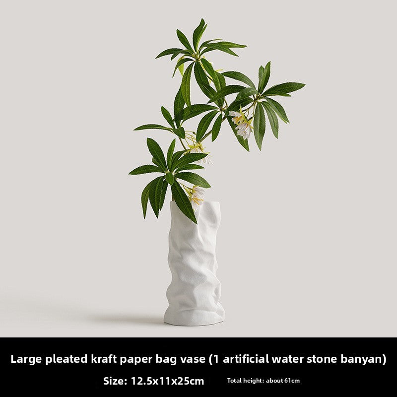 Black and white pleated vase