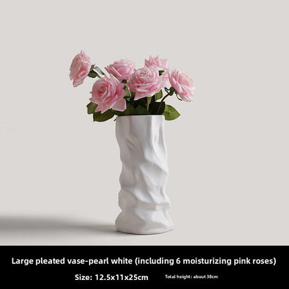 Black and white pleated vase