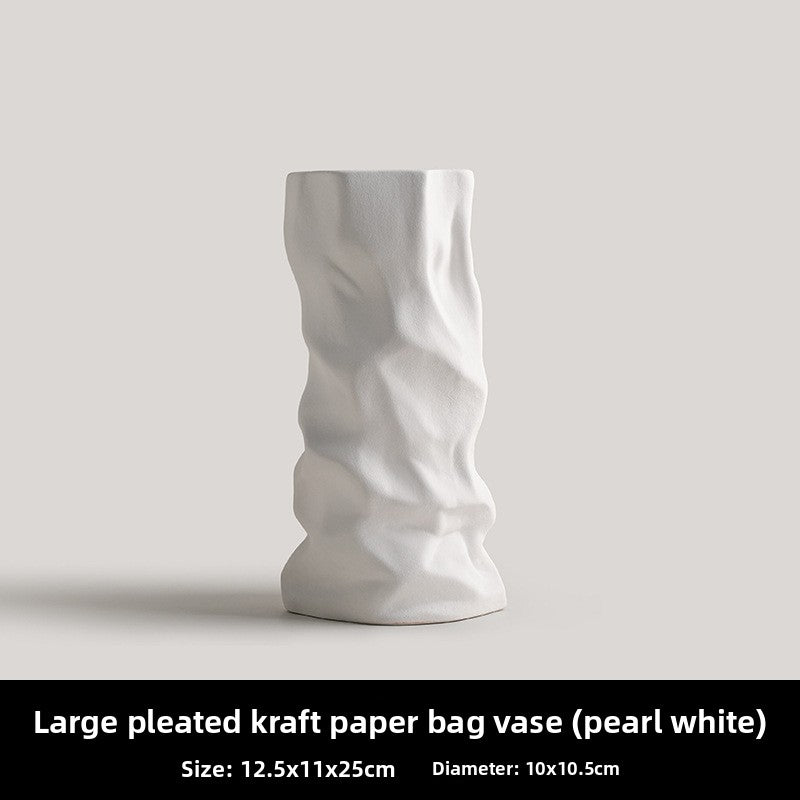 Black and white pleated vase