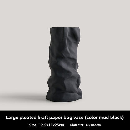 Black and white pleated vase