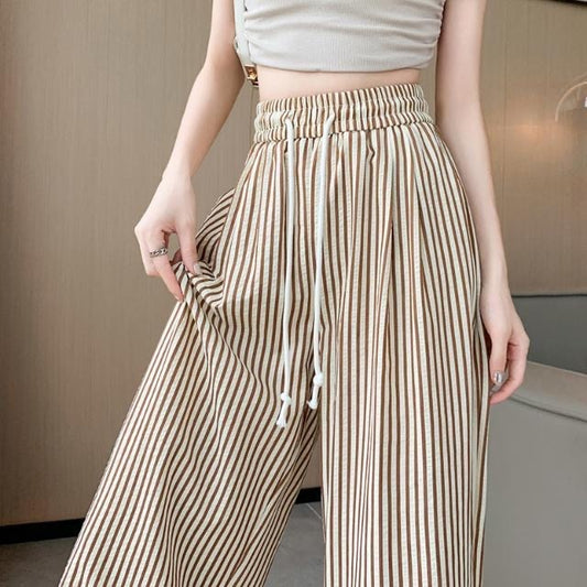 Black and White Vertical Stripe Wide Leg Pants