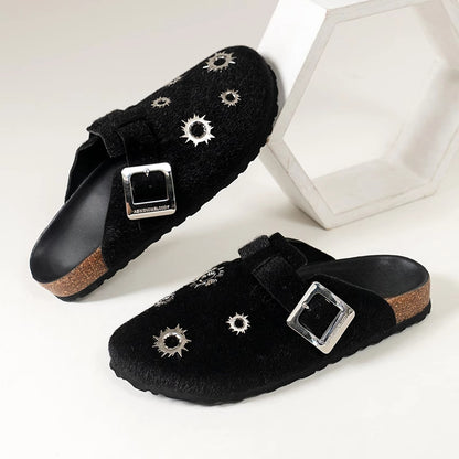 Black Birkenstock sandals Wear Lazy Toe-Toe Slippers Versatile Casual Shoes
