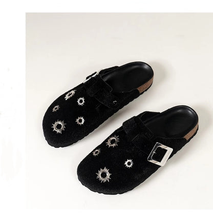 Black Birkenstock sandals Wear Lazy Toe-Toe Slippers Versatile Casual Shoes