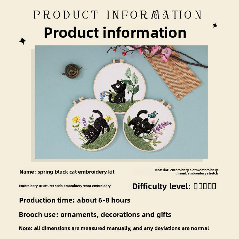 Black Cat Cross Stitch Embroidery Kit