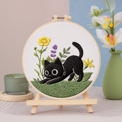 Black Cat Cross Stitch Embroidery Kit