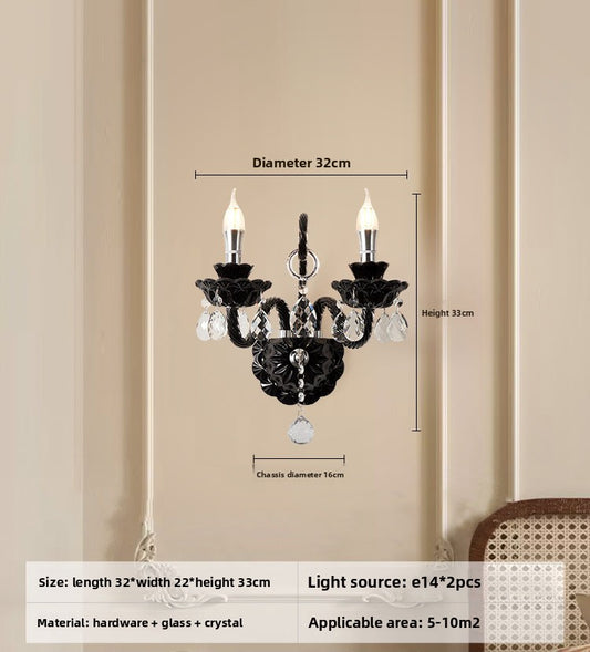 Black Crystal Chandelier Retro French Style LED Ceiling Light