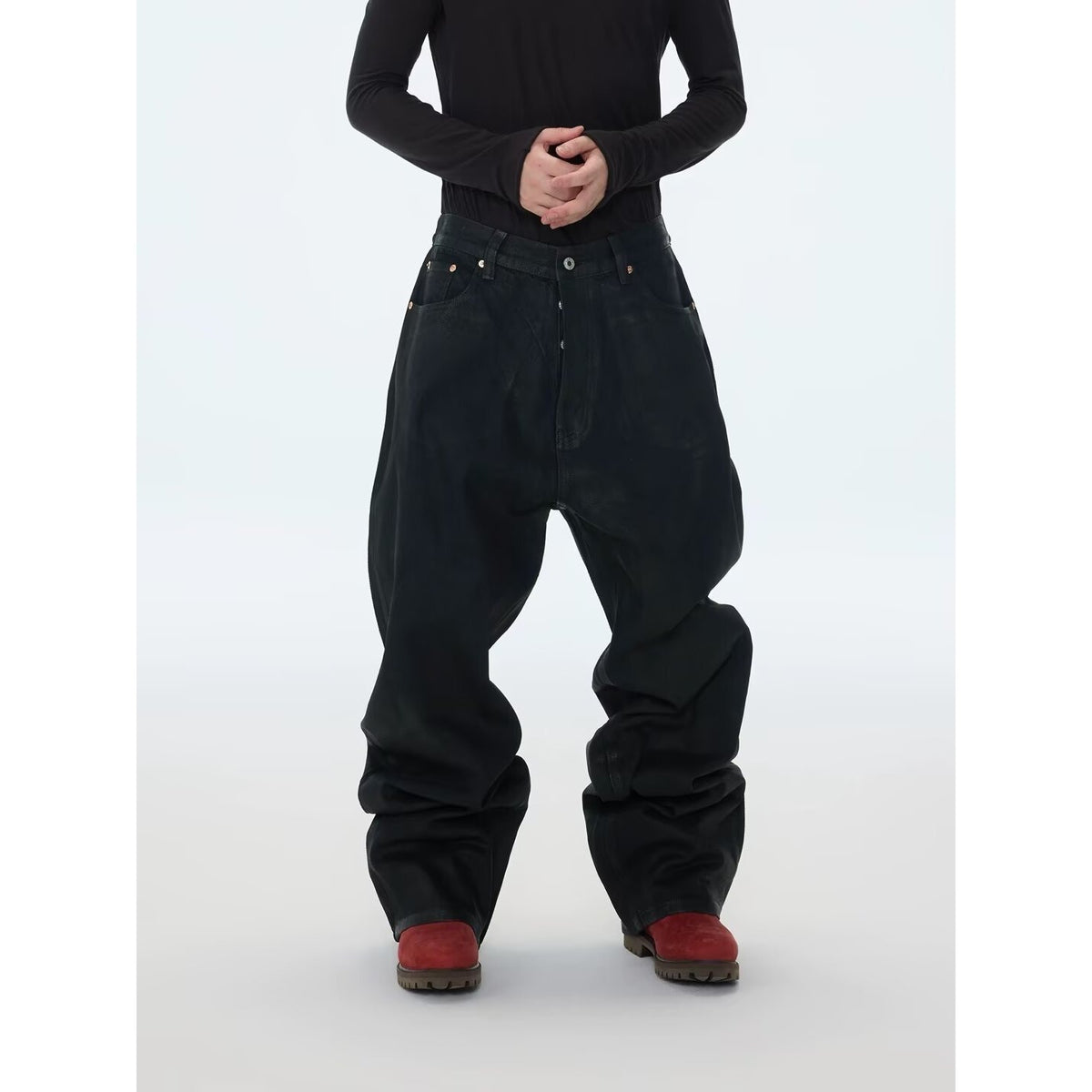 Black Denim Pants for Men with Slight Flare