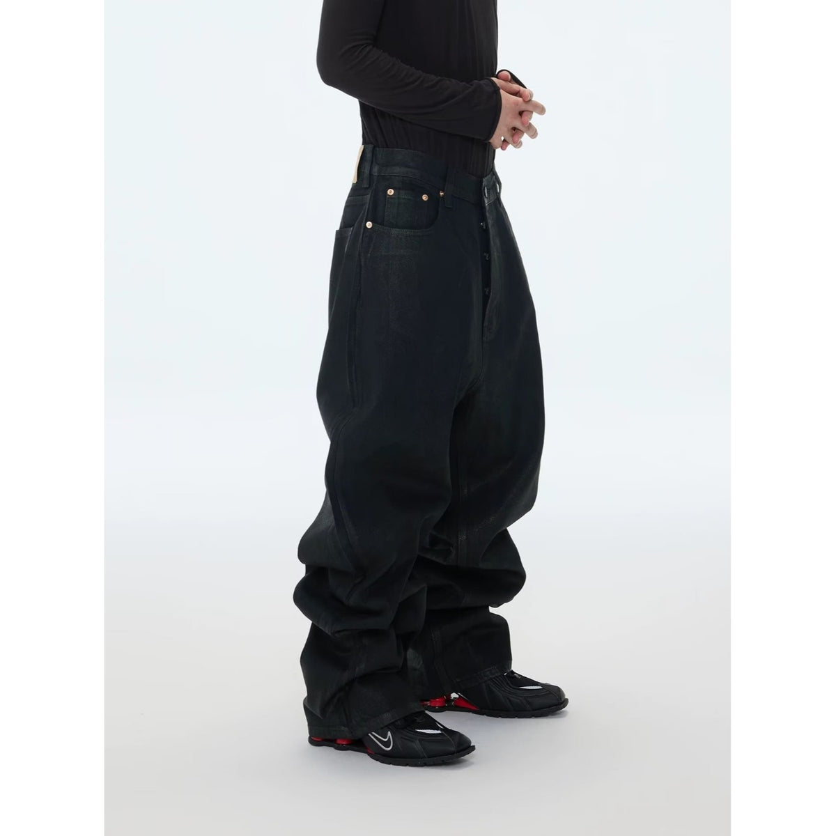 Black Denim Pants for Men with Slight Flare