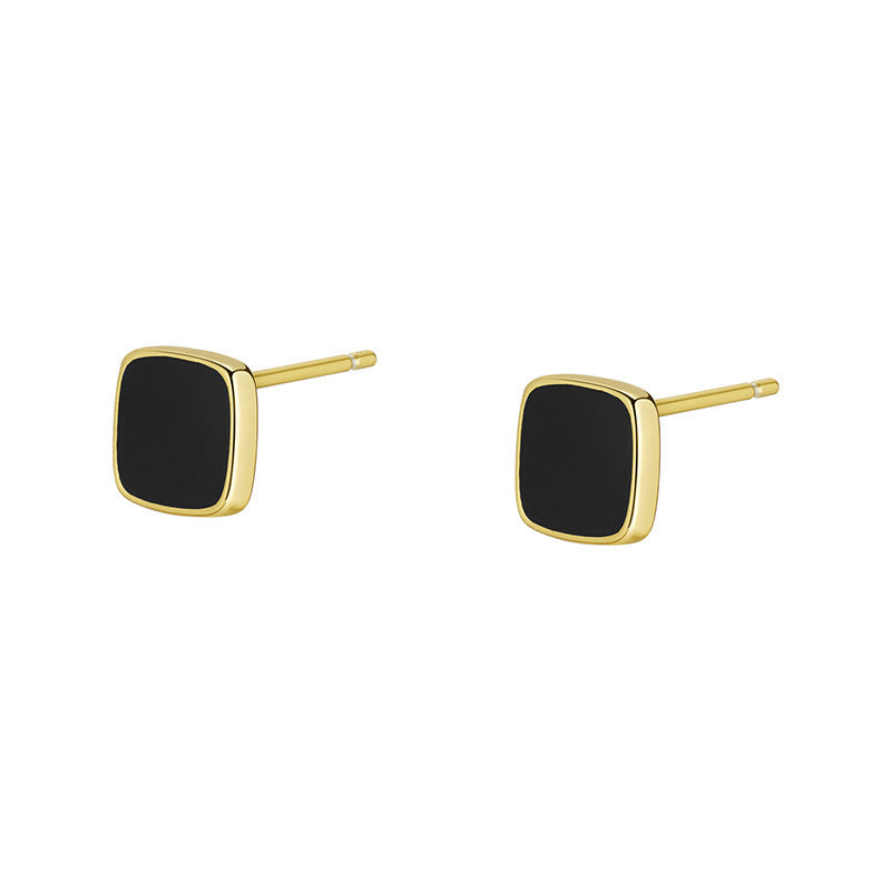 Black Geometric Square Earrings