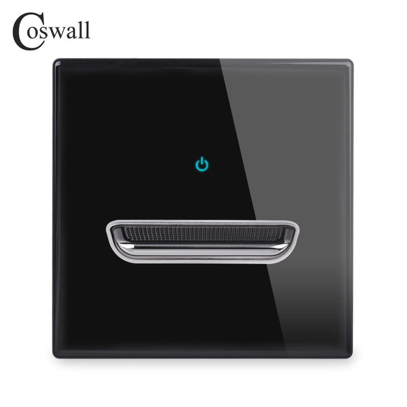 Black Glass Panel Toggle Switch with LED Wall Socket Set