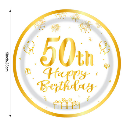 Black Gold Birthday Party Tableware Set