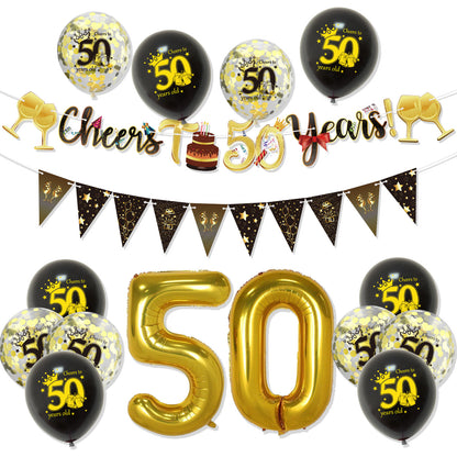 Black Gold Birthday Party Tableware Set