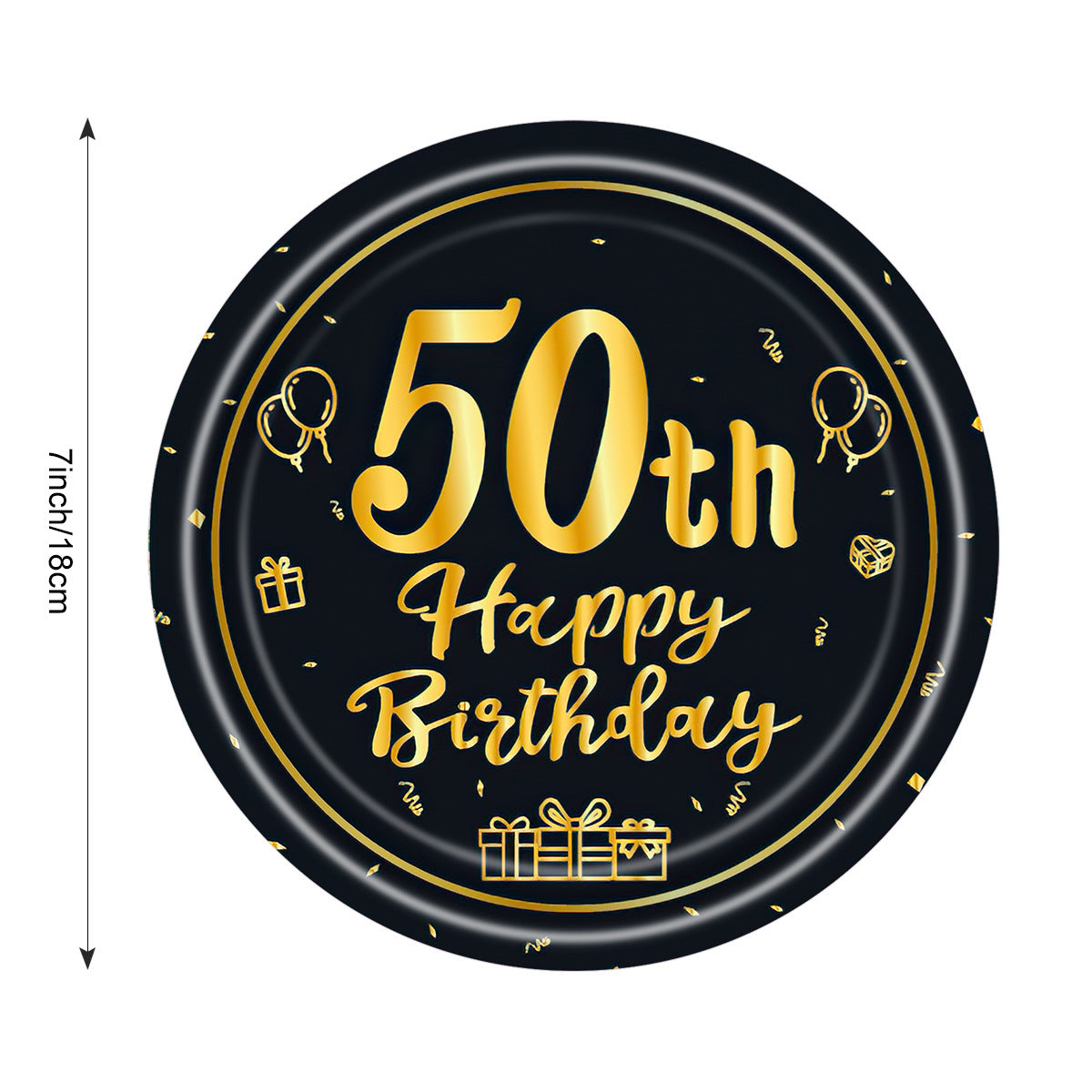 Black Gold Birthday Party Tableware Set