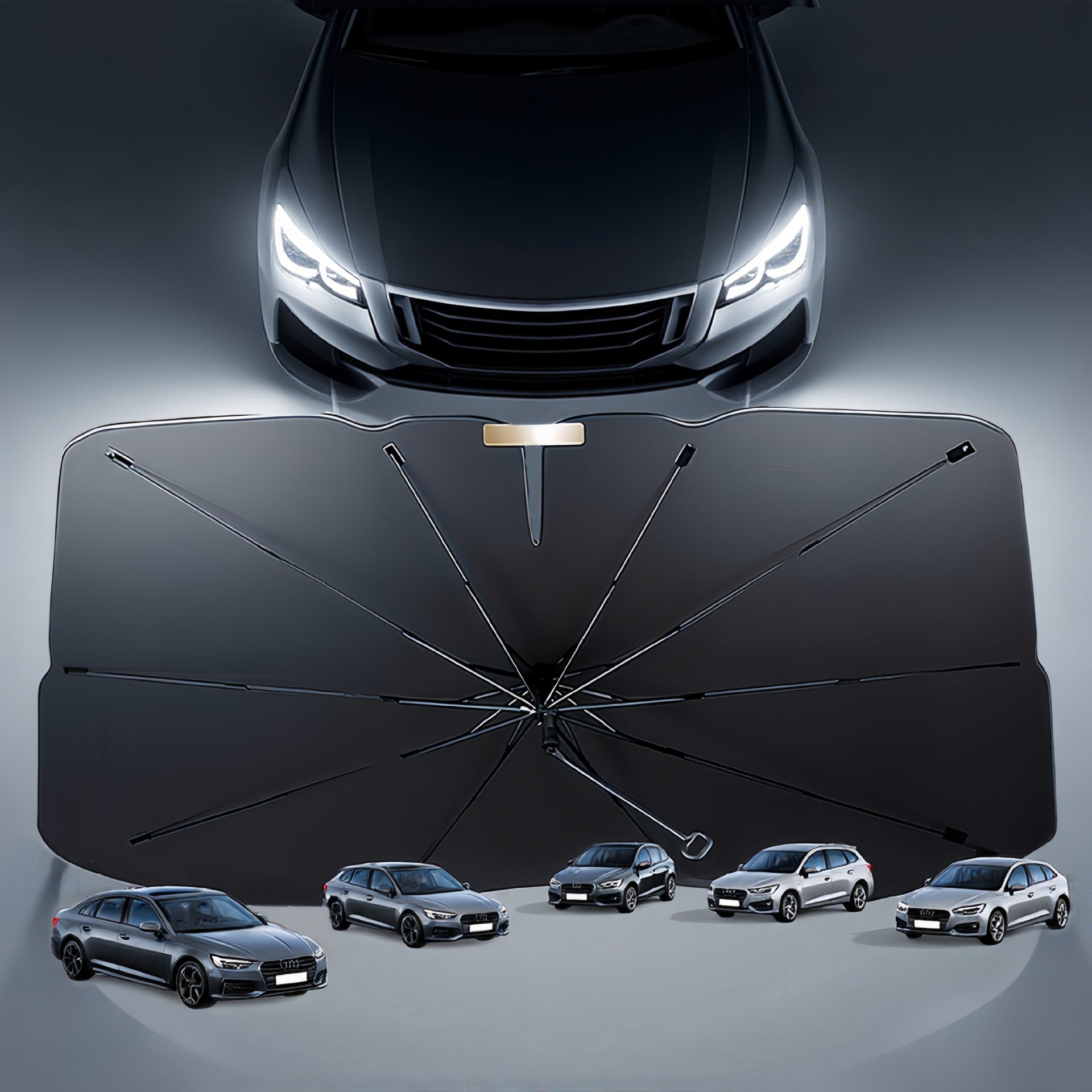 Black Gold Car Windshield Sunshade Heat Insulation Shield