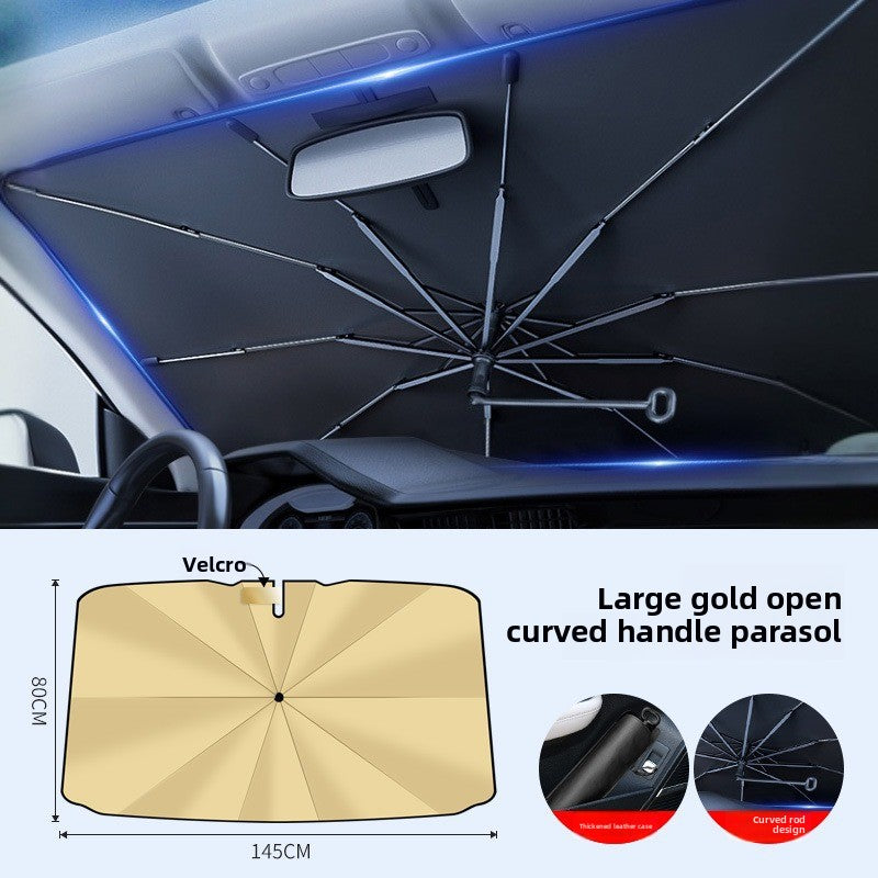 Black Gold Car Windshield Sunshade Heat Insulation Shield