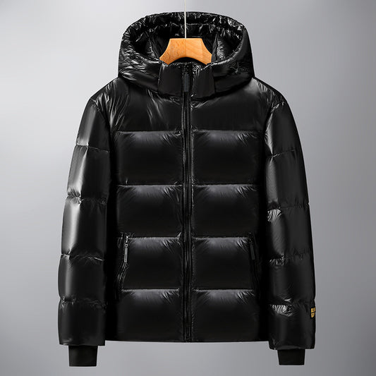 Black Gold Hooded Down Jacket for Men and Women