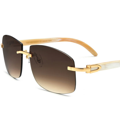 Black Horn Metal Frame Sunglasses