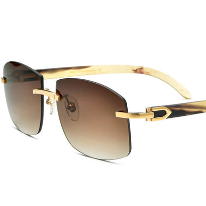Black Horn Metal Frame Sunglasses