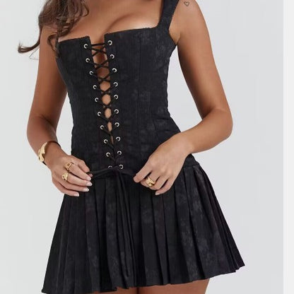 Black jacquard evening dress