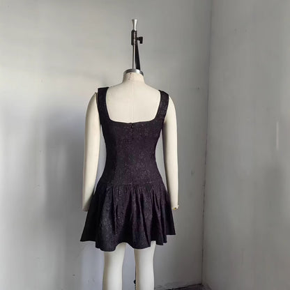 Black jacquard evening dress