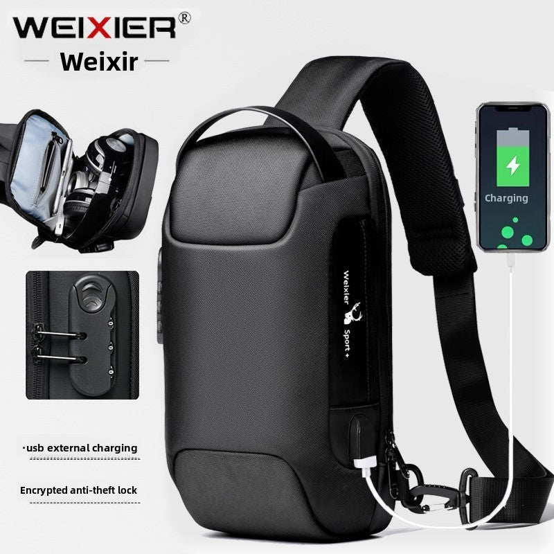 Black Large Capacity Sports Car Bag Shoulder Crossbody Men's Chest Bag