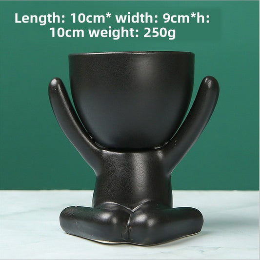 Black lazy person's small potted plant