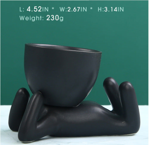 Black lazy person's small potted plant