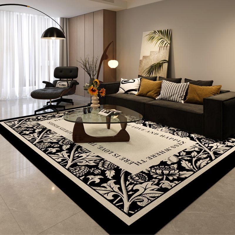Black light luxury living room carpet
