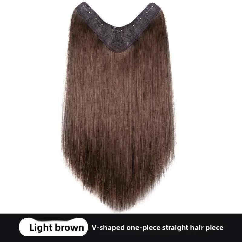 Black long straight half-head wig pieces