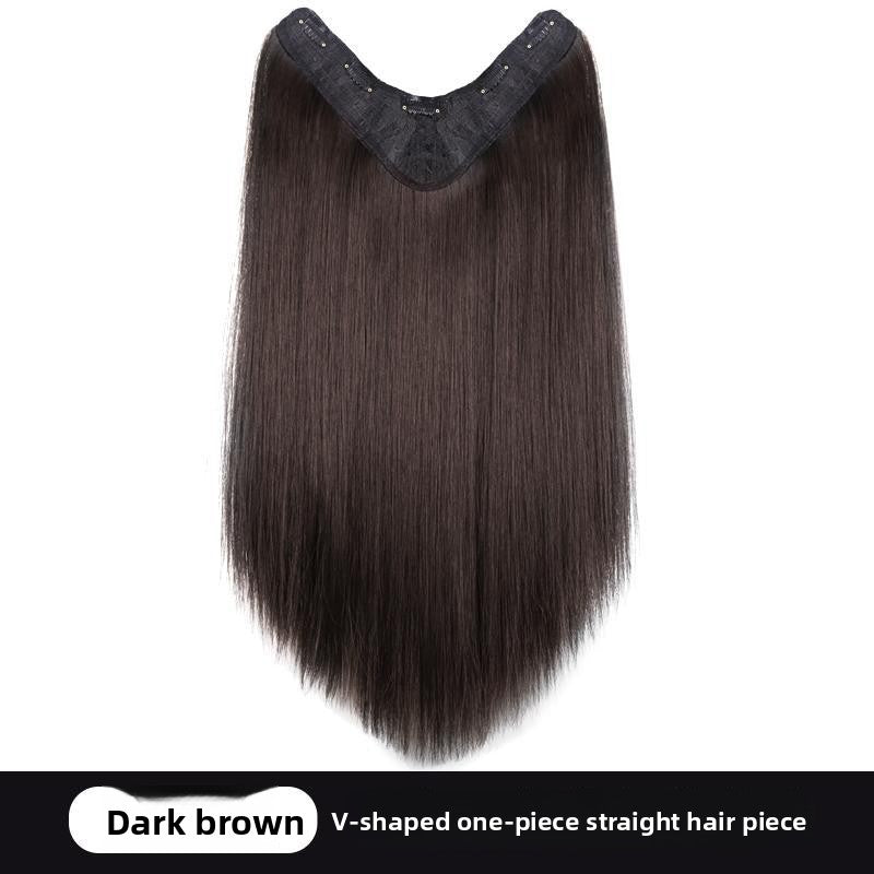Black long straight half-head wig pieces