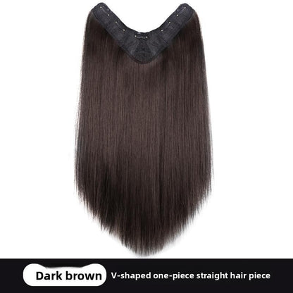 Black long straight half-head wig pieces