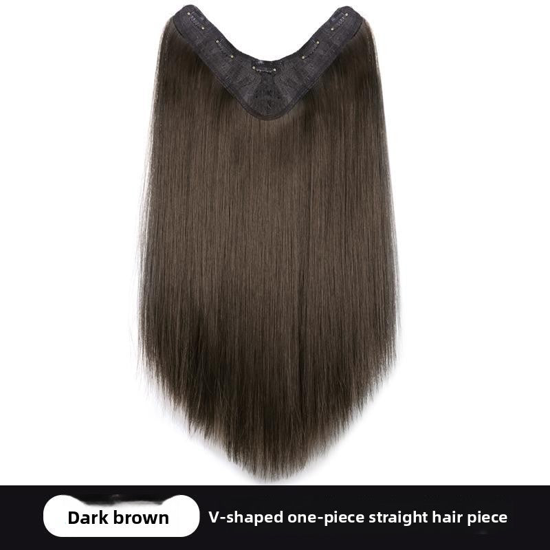 Black long straight half-head wig pieces