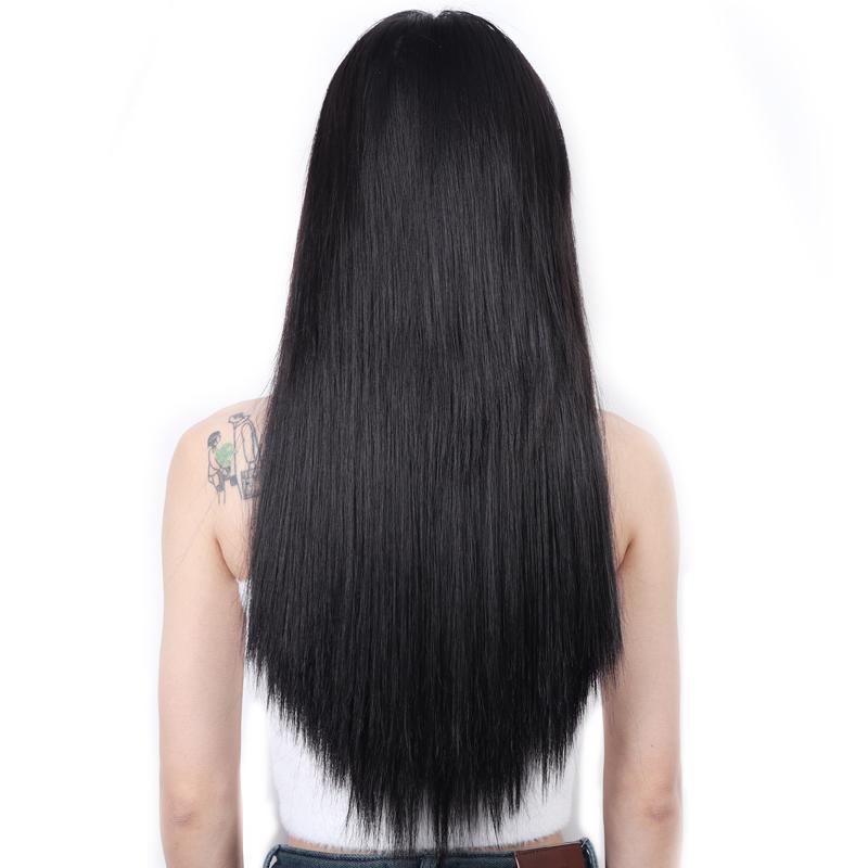 Black long straight half-head wig pieces