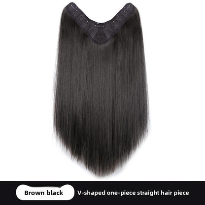 Black long straight half-head wig pieces