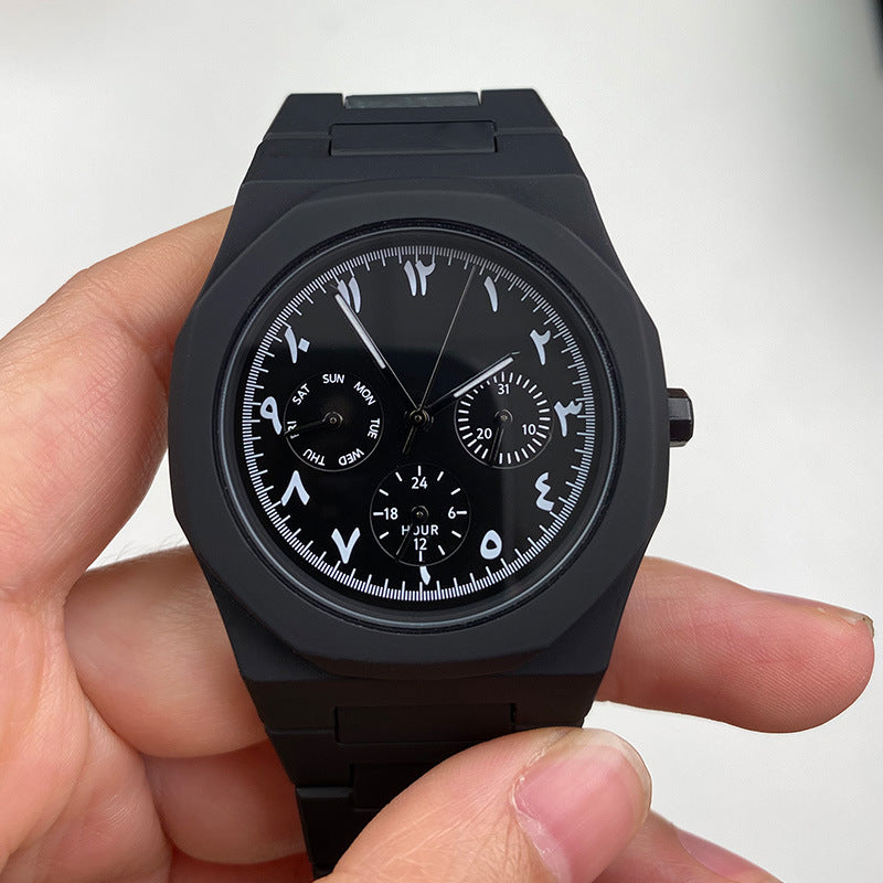 Black matte oil plastic men's watch