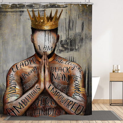 Black men's shower curtain