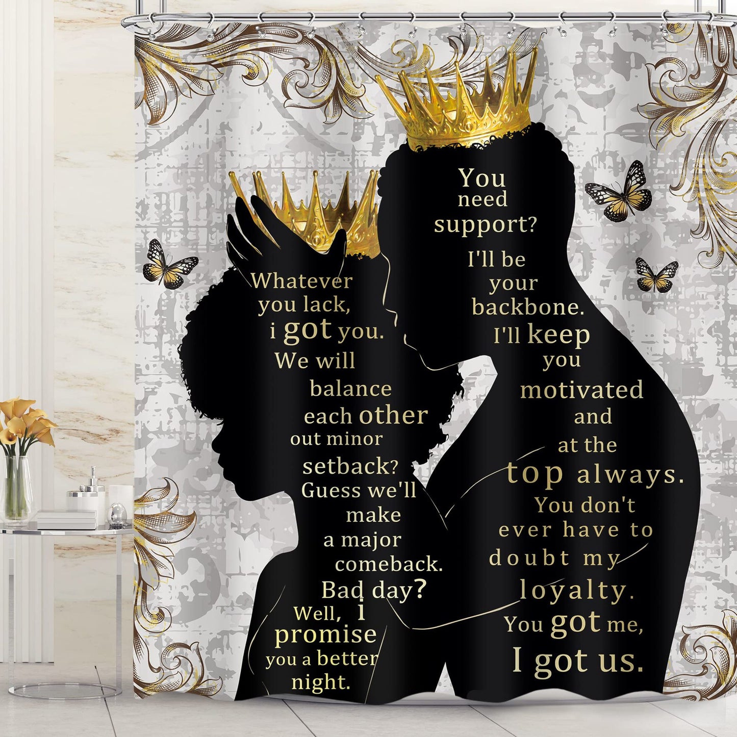 Black men's shower curtain